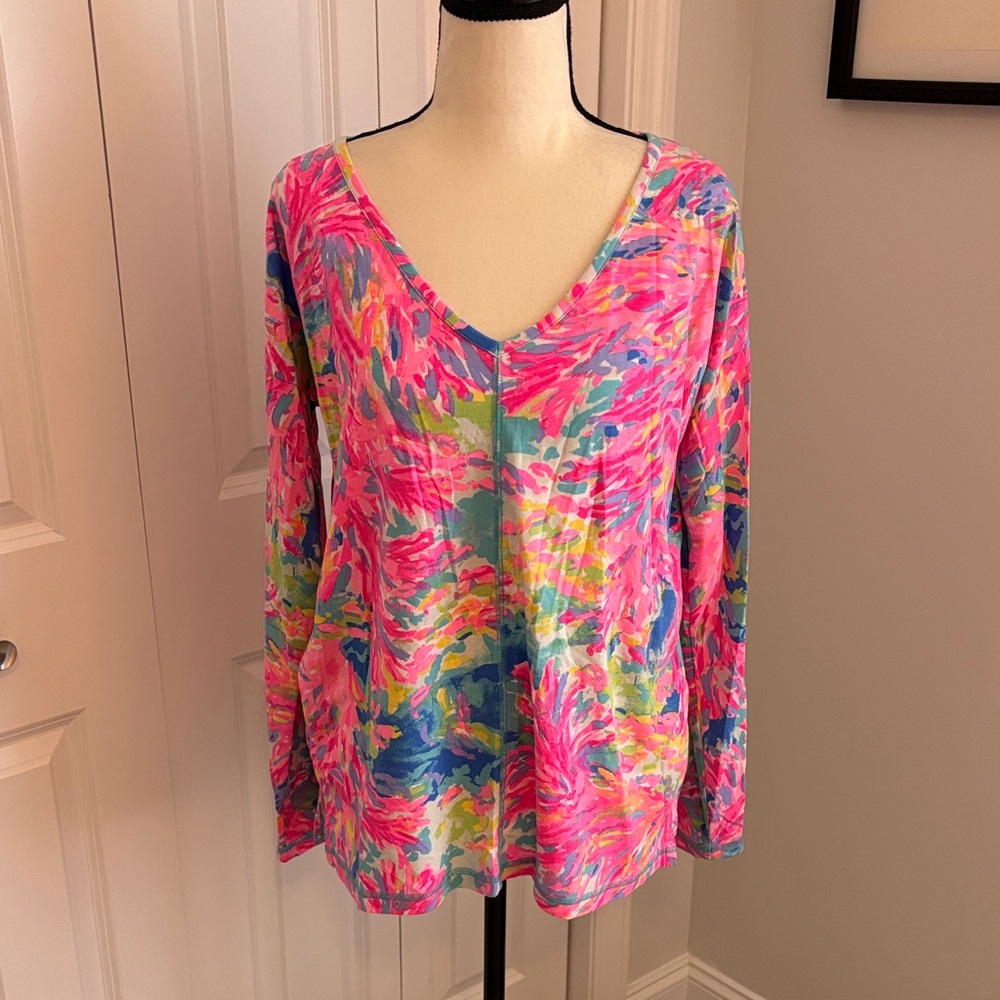 Lilly Pulitzer Vibrant Multicolor V-Neck Women's Top